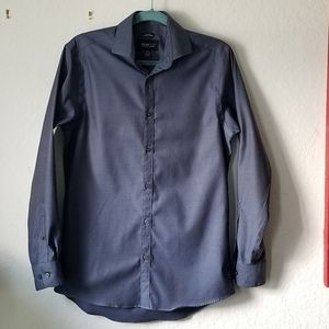 Kenneth Cole Blue Stretch Extreme Slim Fit Dress Shirt